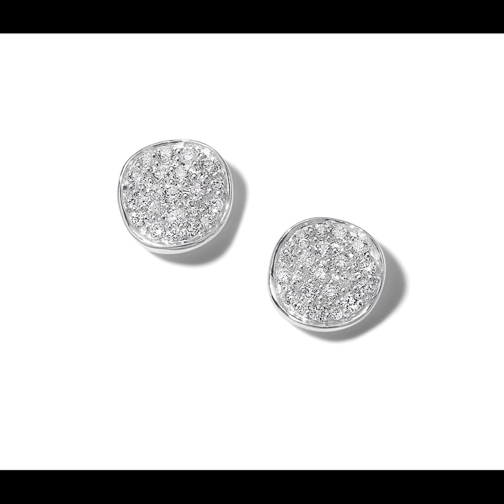 Mini Flower Stud Earrings in Sterling Silver with Diamonds